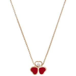 CHOPARD Happy Hearts Wings Necklace, Ethical Rose Gold, Diamond, Red Stone 81A083-5811
