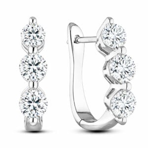 Canadian Diamond Hoop Earrings in White Gold 1.90 Carat TW