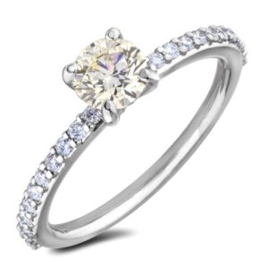 Canadian Diamond Engagement Ring in 18K White Gold 0.82 Carat TW