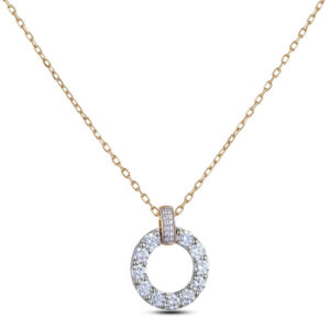Canadian Diamond Circle Necklace in Yellow and White Gold 1.64 Carat TW