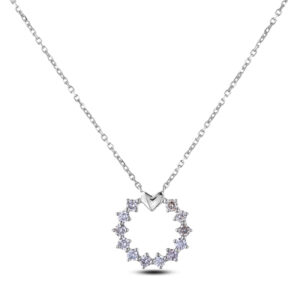 Canadian Diamond Circle Necklace In White Gold