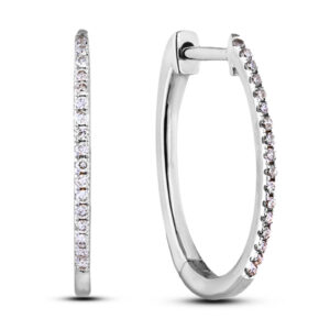Canadian Diamond Hoop Earrings in White Gold | 0.15 CTW