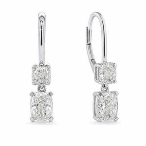 Canadian Diamond Drop Dangle Earrings in 18K White Gold