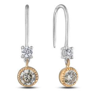 De Beers Forevermark Diamond 2 Stone Drop Earrings in 18K Yellow & White Gold