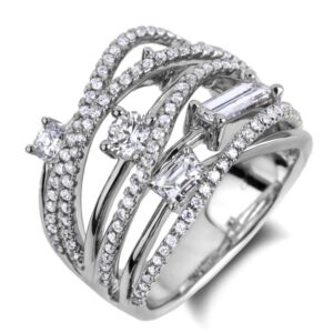 Diamond Crossover Anniversary Ring in 18K White Gold
