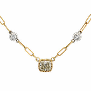 De Beers Forevermark Canadian Diamond Milgrain Bezel Paperclip Necklace In 18K Yellow & White Gold