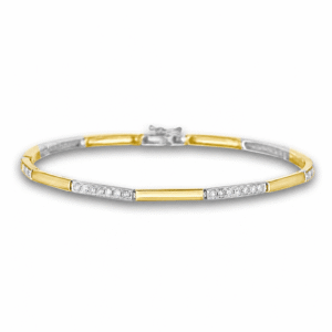 Canadian Diamond Bar Bracelet in White and Yellow Gold