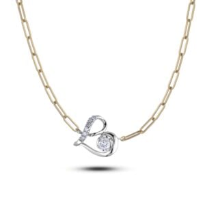 Canadian Diamond Heart Necklace with Paperclip Chain in Yellow and White Gold