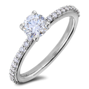 Canadian Diamond Engagement Ring With Diamond Accents in 14K White Gold