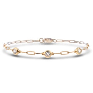Bezel Set 3 Stone De Beers Forevermark Diamond Bracelet in 18K Yellow Gold 0.45 Carat TW