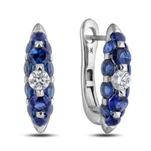 Sapphire and De Beers Forevermark Diamond Prism Collection Hoop Earrings in 14K White Gold