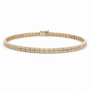 Canadian Diamond Double Row Tennis Bracelet in Yellow Gold | 1.70 Carat TW