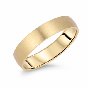 Brushed Finish Yellow Gold Wedding Band - 4.8MM