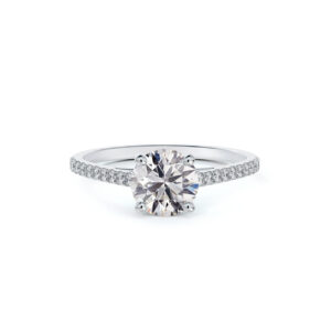 De Beers Forevermark Round Brilliant Cut Diamond Engagement Ring in 14K White Gold | 0.92 Carat TW