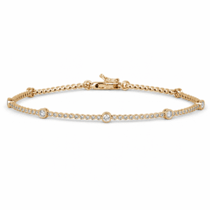 Canadian Diamond Bezel Set Tennis Bracelet in Yellow Gold 0.94 Carat TW