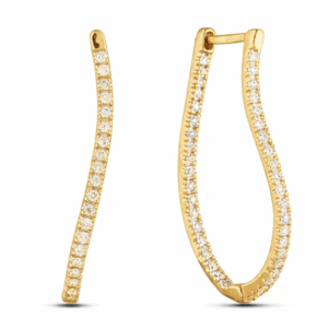 0.42 Carat TW Canadian Diamond U-Shape Hoop Earrings in Yellow Gold