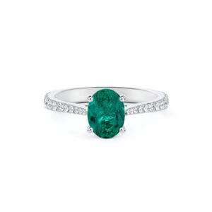Brazilian Emerald and De Beers Forevermark Diamond Ring in 14K White Gold