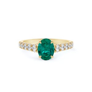 De Beers Forevermark Diamond and Brazilian Emerald Accent Ring in 14K Yellow Gold