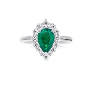 Brazilian Emerald and De Beers Forevermark Diamond Ring in 14K White Gold
