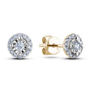 Canadian Diamond Halo Stud Earrings in Yellow Gold