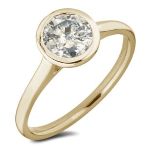Canadian Diamond Bezel Set Solitaire Engagement Ring in Yellow Gold 1.28 Carat (I2 Clarity, H Color)