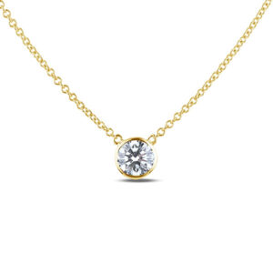 Solitaire Bezel Set Canadian Diamond Necklace in Yellow Gold | 0.38 Carat TW