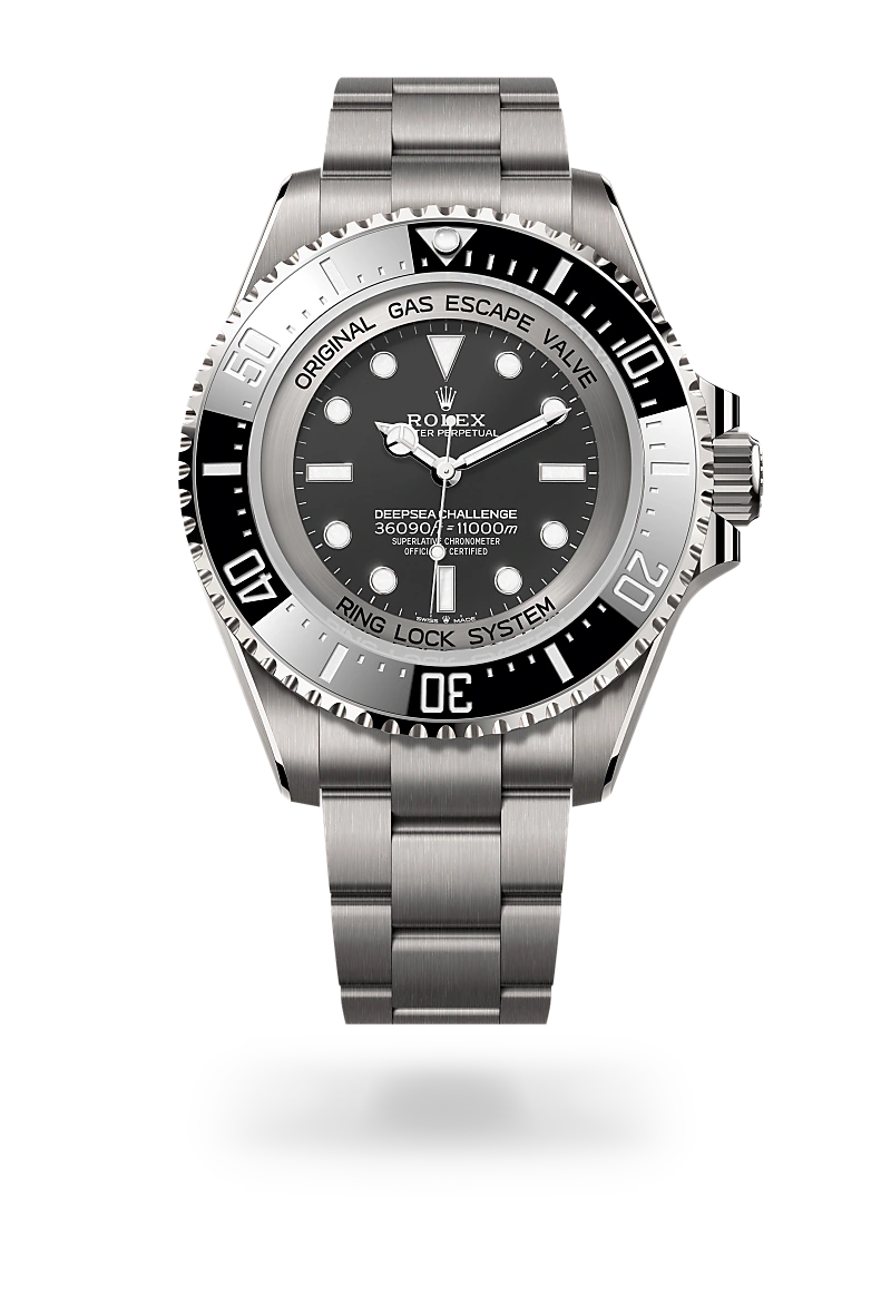 Rolex Deepsea Challenge in RLX titanium with Intense black dial, Unidirectional rotatable 60-minute graduated, scratch-resistant Cerachrom insert in ceramic, numerals and graduations coated in platinum bezel, and RLX titanium bracelet
