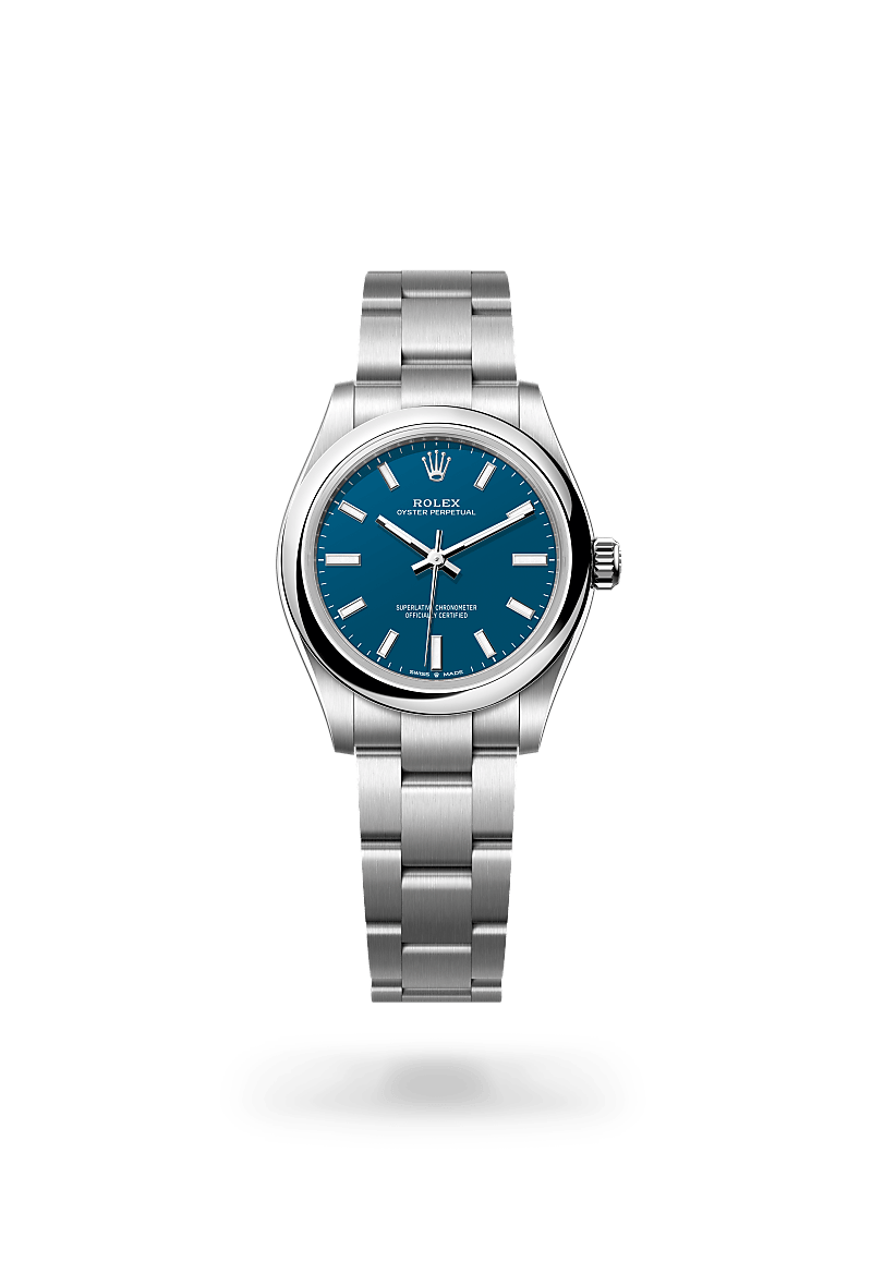 Rolex Oyster Perpetual 31 in Oystersteel with Blue dial, Domed bezel, and Oystersteel bracelet