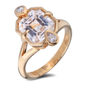 Tanzania Origin Non-Heated Light Yellow Sapphire and De Beers Forevermark Diamond Bezel Set Ring in 18K Gold