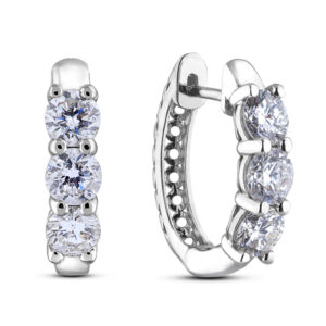 De Beers Forevermark Diamond Dainty Hoop Earrings in 18K White Gold
