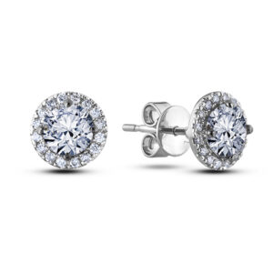 De Beers Forevermark Halo Diamond Stud Earrings in 18K White Gold 1.18 Carat TW