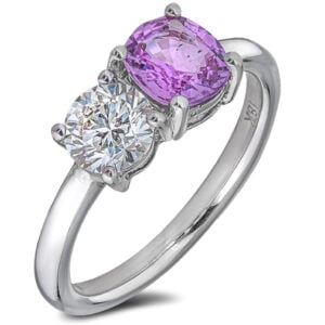 Non-Heated Madagascar Pink Sapphire and De Beers Forevermark Diamond Toi et Moi Ring in 18K White Gold