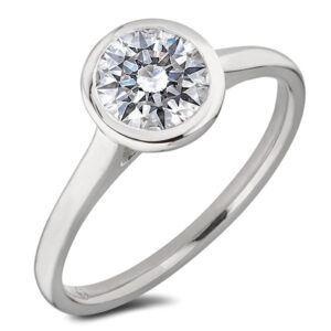 De Beers Forevermark Diamond Bezel Set Solitaire Engagement Ring in Platinum — 1 Carat (SI Clarity, J Color)