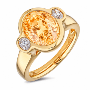 Non Heated Yellow Morganite and De Beers Forevermark Diamond Ring in 18K Yellow Gold