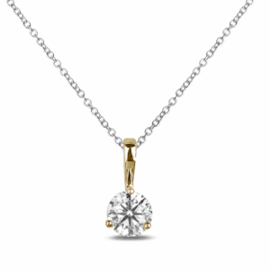 Canadian Diamond Solitaire Pendant in Yellow Gold with Silver Chain