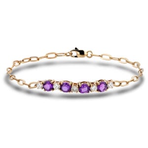 Canadian Diamond and Amethyst Bracelet in Yellow Gold
