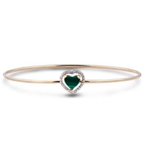 Malachite and Canadian Diamond Halo Bangle In Yellow Gold