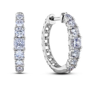 Black Label De Beers Forevermark Ideal Cut Diamond Hoop Earrings in Platinum