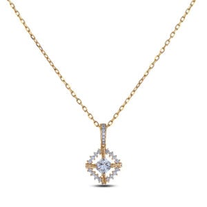Black Label De Beers Forevermark Ideal Cut Diamond Halo Pendant in 18K Yellow Gold