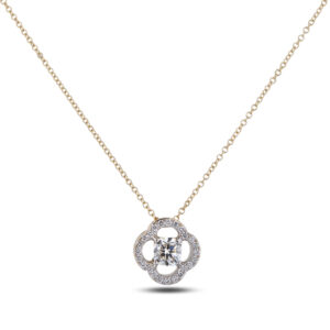 De Beers Forevermark Diamond Black Label Floral Halo Necklace in 18K Yellow Gold