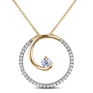 Canadian Diamond Swirl Circle Pendant in 10K Yellow Gold