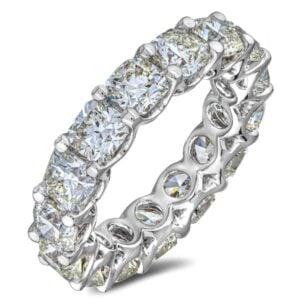 Ideal Square Cut Black Label De Beers Forevermark Diamond Eternity Ring in 18K White Gold