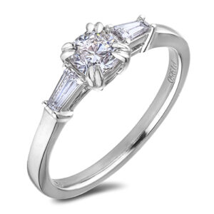 Black Label Ideal Cushion Cut De Beers Forevermark Diamond Trilogy Engagement Ring in Platinum