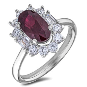 Ruby and De Beers Forevermark Diamond Ring in 18K White Gold