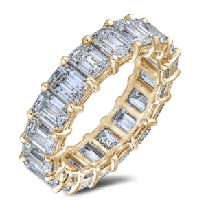 De Beers Forevermark Emerald Cut Eternity Diamond Wedding Band Ring in 18K Gold