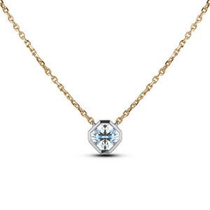 Ideal Cut De Beers Forevermark Diamond Necklace in 18K White and Yellow Gold