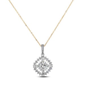 De Beers Forevermark Black Label Ideal Square Cut Diamond Halo Pendant in Platinum