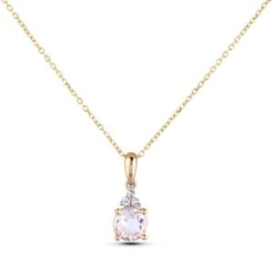 Morganite and Canadian Diamond Pendant in Yellow Gold
