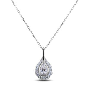 De Beers Forevermark Diamond Bezel Set Halo Pendant in 18K White Gold