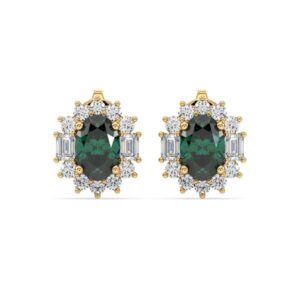 De Beers Forevermark Diamond and Emerald Floral Halo Earrings in 18K Yellow Gold